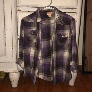Mossimo Supply Co purple & white snap up Flannel